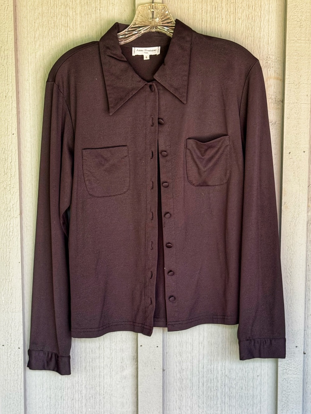 Anne Fontaine Women’s Black Long-Sleeve Button Shirt Blouse - 4 - L